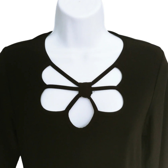 Artex Black Stretch Top Peekaboo  Front S NWT - Picture 2 of 6